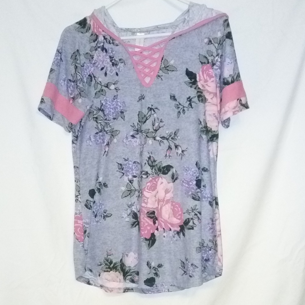 EUC FLORAL PINK/GRAY HOODIE